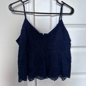 Navy blue floral blouse